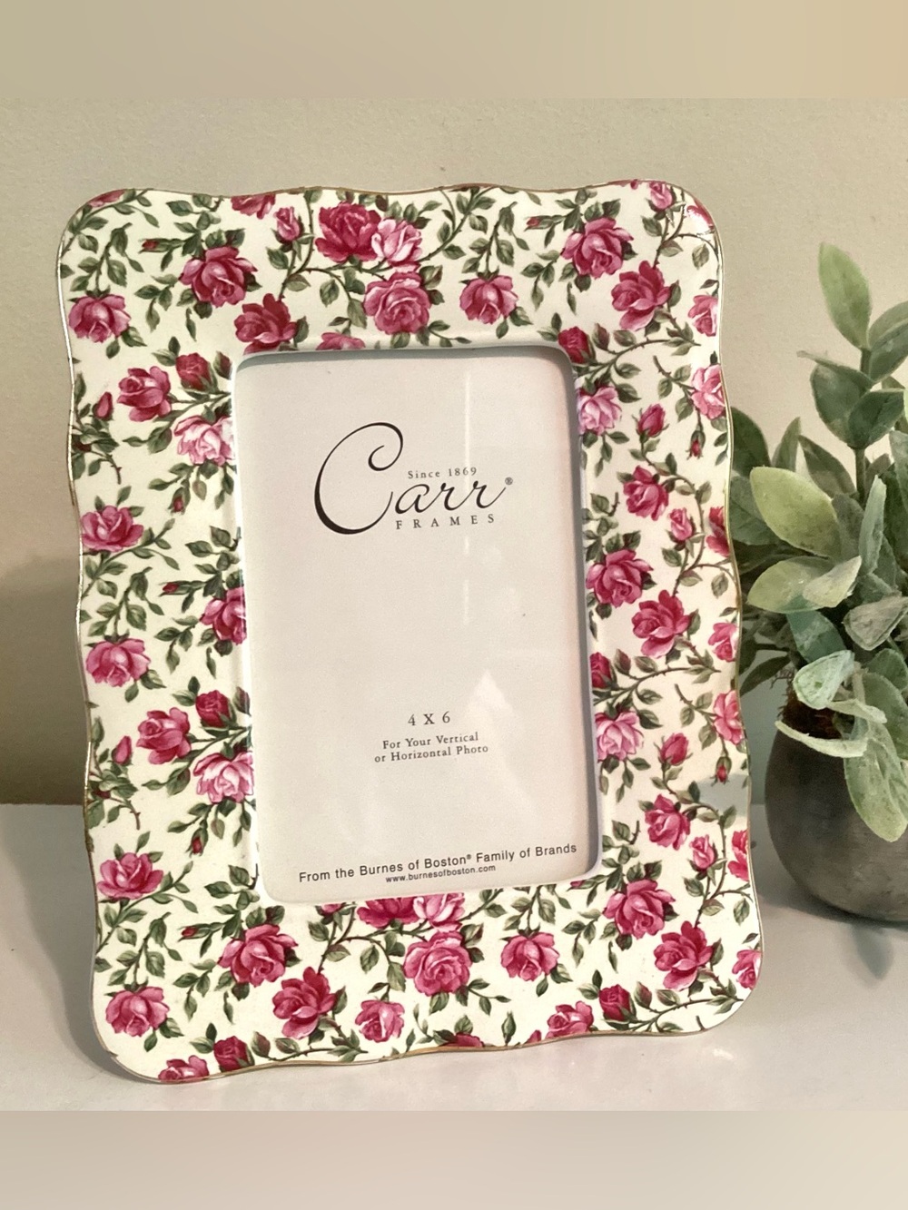 Vintage Carr Ceramic Photo Frame Chintz Floral Pattern